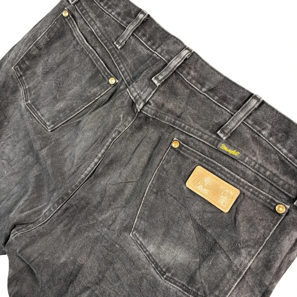Wrangler 13MWZWK Men's Black Wash Denim‎ Jeans 39x34.5 Straight Leg Cowboy Rodeo